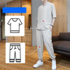 Ice Silk Short-Sleeved T-Shirt Men'S Summer Trend Set With Handsome Clothes Men'S Casual Linen Suit