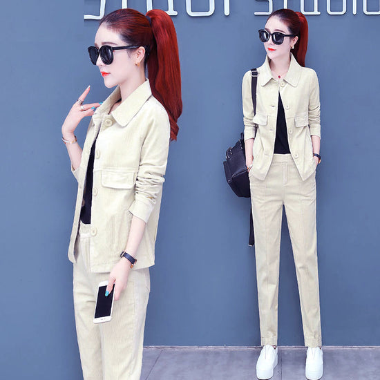 Corduroy Casual Suit Pants Women&