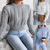 Twist Waist Knitted Cropped Sweater Women's Clothing