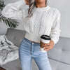 Twist Waist Knitted Cropped Sweater Women's Clothing